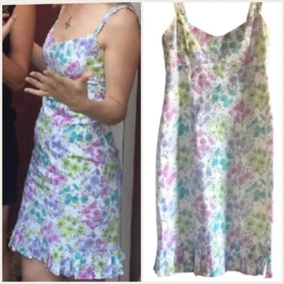 Nanette Lepore sundress - argyle floral pastel - Picture 1 of 7